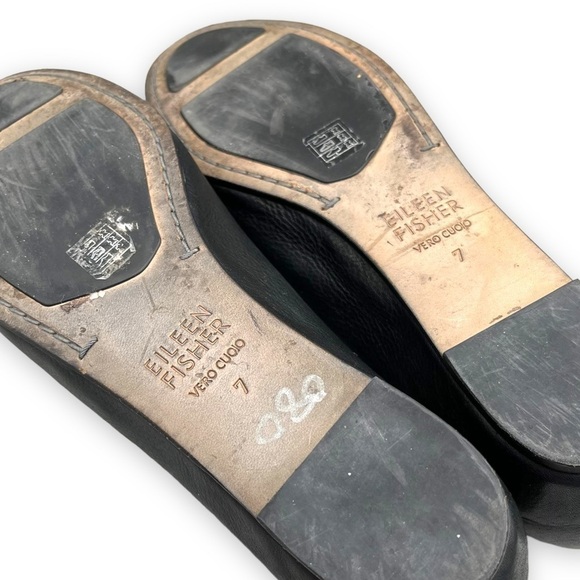 4 for $40 SALE! Eileen Fisher Leather Round Toe Ballet Flats, Black, Size 7 - Picture 9 of 9